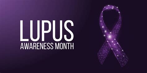 National Lupus Awareness Month Banner Template With Ribbon Glowing Low