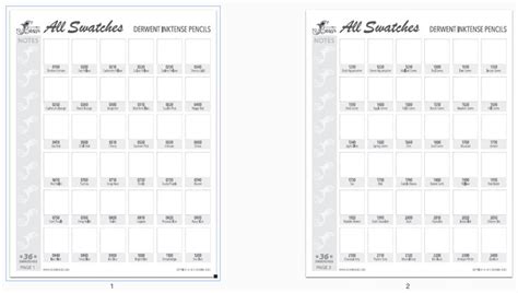 Free Derwent Inktense Swatch Chart Derwent Inktense Derwent Swatch