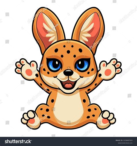 Cute Serval Cat Cartoon Sitting Royalty Free Stock Vector 2238487919