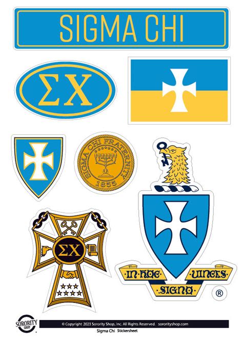 Sigma Chi Fraternity Sticker Sheet - Brothers and Sisters' Greek Store