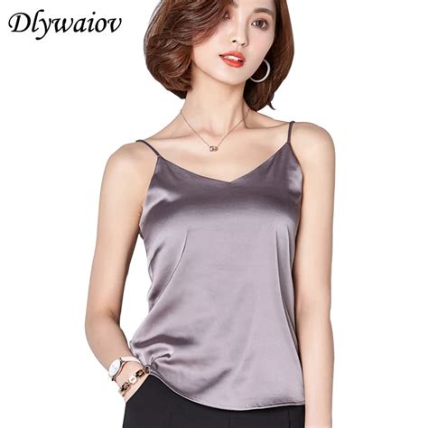 Sexy Female Camisole Silk Spaghetti Strap Top Summer Classic Solid