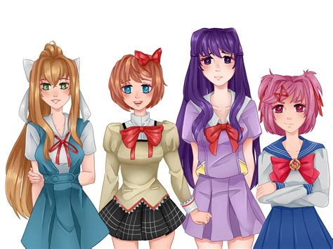 I put the girls in school uniforms from anime I thought they'd enjoy. : r/DDLC