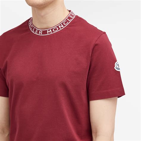 Moncler Collar Logo T Shirt Burgundy End Us