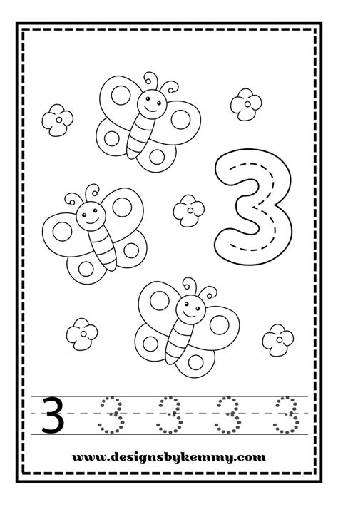 Free Number Tracing And Coloring Worksheet Designs By Kemmy Kids