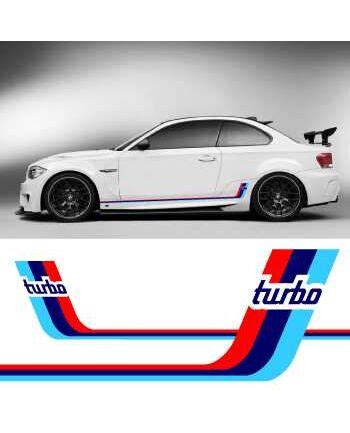 Bmw M Series Turbo Car Side Stripes Stickers Set