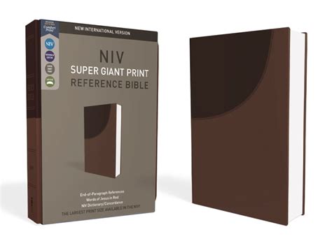 Zondervan NIV Super Giant Print Bible, Imitation Leather, Brown, Red ...