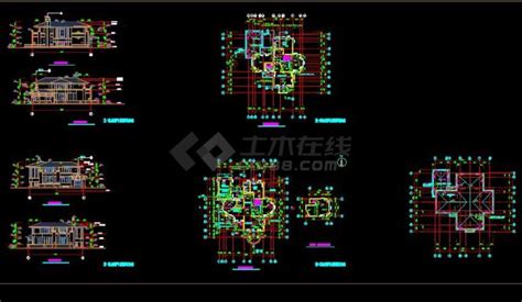 某地简单的一套别墅建筑施工图（共5张）别墅建筑土木在线