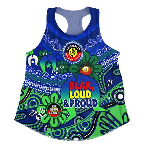 Australia Women Racerback Singlet Naidoc Week Torres Strait Symbol With Aboriginal Pattern