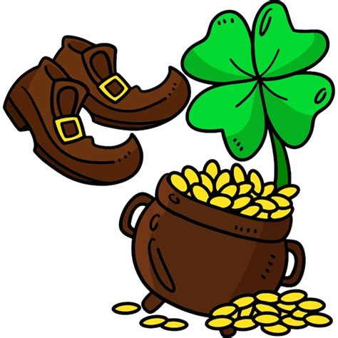 Premium Vector St Patricks Leprechaun Shoes Pot Of Gold Clipart