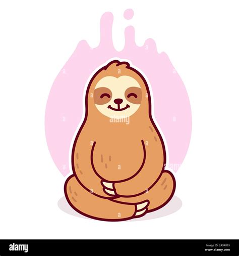 Cute Cartoon Sloth Meditating In Lotus Position Simple Cartoon Drawing