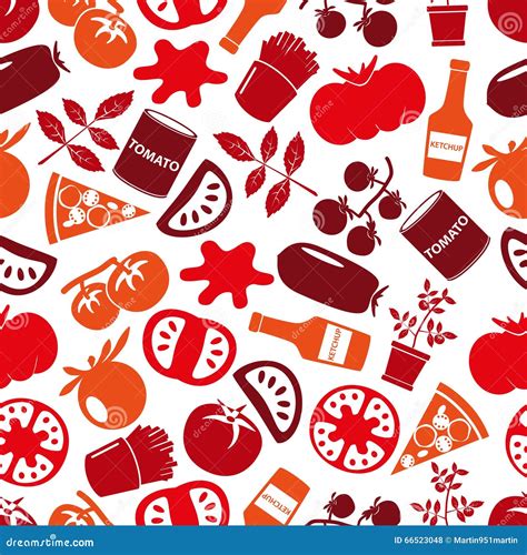 Red Tomatoes Theme Simple Icons Seamless Pattern Eps10 Stock Vector