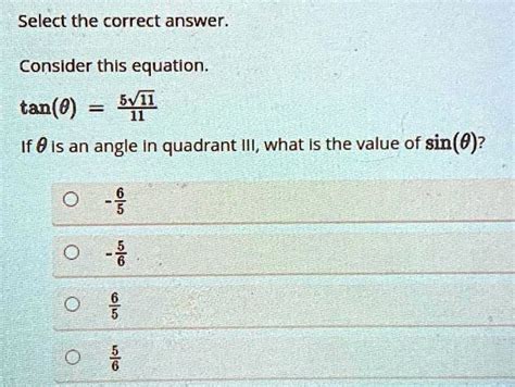 SOLVED If θ is an angle in quadrant II what is the value of sin θ