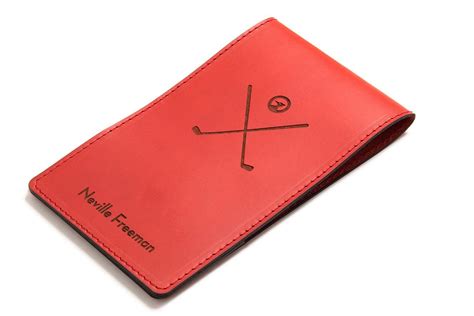 Red Personalised Leather Yardage Book Cover - CarveOn