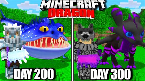 I Survived 300 Days TAMING DRAGONS In Hardcore Minecraft YouTube