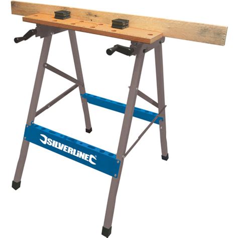 Silverline Portable Folding Workbench Foldable Worktop Wood Clamping ...