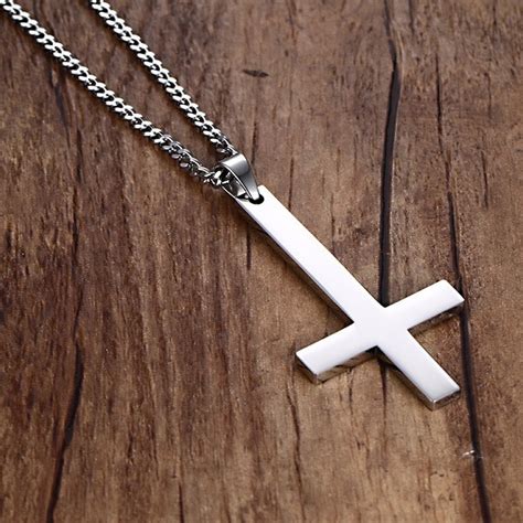 30x55mm Large Inverted Upside Down Cross Pendants In Stainless Steel