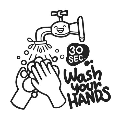 Hand Wassen Met Zeep Icoon Belettering Was Uw Handen Hand Getekende