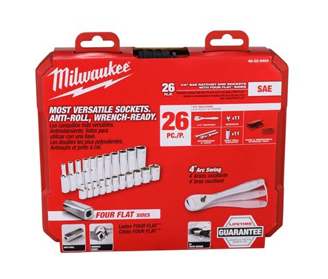 Milwaukee 1 4 Drive 26pc Ratchet Socket Set SAE 48 22 9404