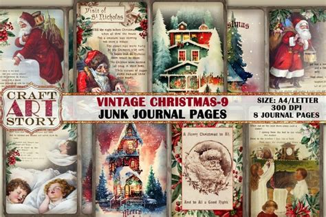 Vintage Christmas Junk Journal Kit 9printable Collage