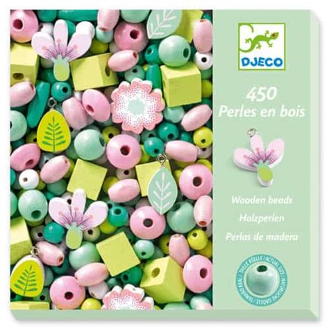 Djeco Perles En Bois Feuilles Et Fleurs Cadeaux Chez Guy