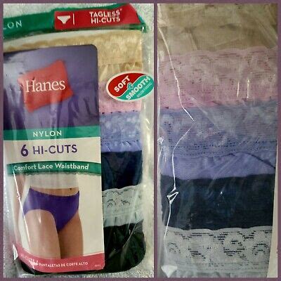 Hanes Nylon Hi Cut Panties 6 Pack Underwear Assorted Colors Women S