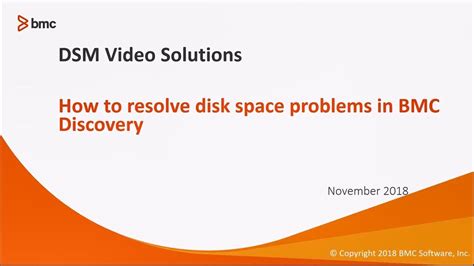 BMC Discovery How To Resolve Disk Space Problems YouTube