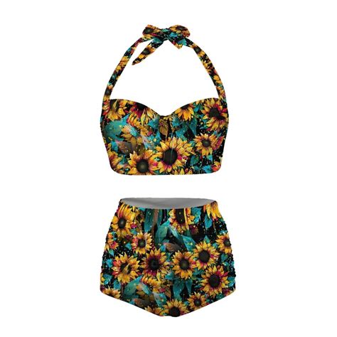 NETILGEN Sunflowers Women Swimsuits 2 Piece Set Tankini Elastic Bikini