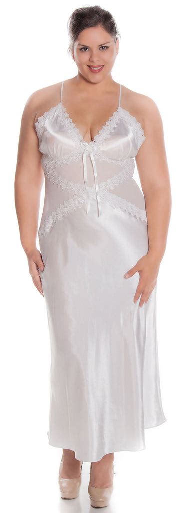 Womens Plus Size Silky Nightgown With Venice Lace 6074x