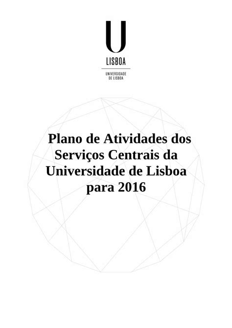 Pdf Plano De Atividades Dos Servi Os Centrais Da Universidade O