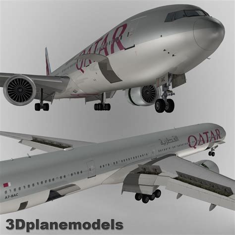 波音777 300er卡塔尔航空 3d模型 199 3ds Cob Dxf Flt Lwo Max Obj Stl X Xsi Free3d