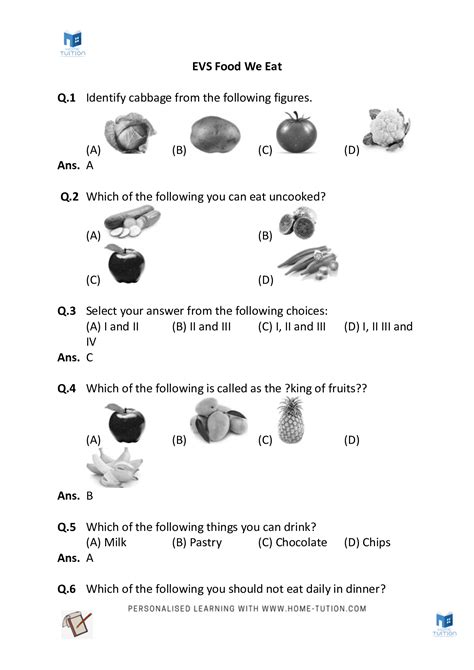 Cbse Class Evs Our Food Worksheet Nbkomputer