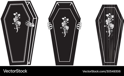 Creepy coffin halloween icon set 3 Royalty Free Vector Image