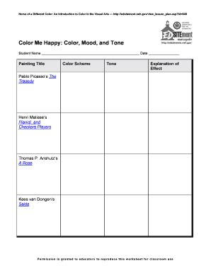 Fillable Online Color Me Happy Color Mood And Tone EDSITEment Fax