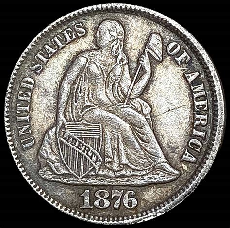 1876 Cc Seated Liberty Dime About Uncirculated Sep 23 2023 Gold