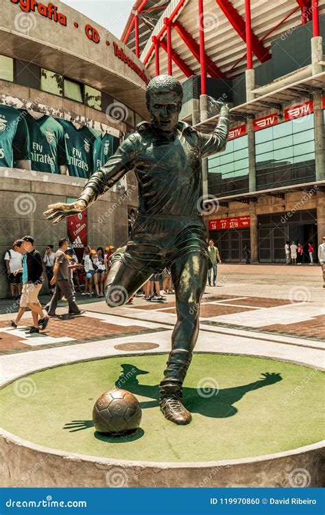 June 25th, 2018, Lisbon, Portugal - Eusebio Statue at Estadio Da Luz, the Stadium for Sport ...