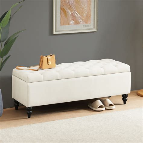 502 Upholstered Fabric Storage Ottoman Button Tufted Large Storage