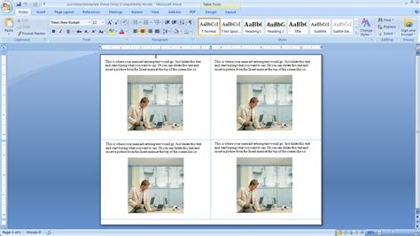 Microsoft Word 20x20 Postcard Template