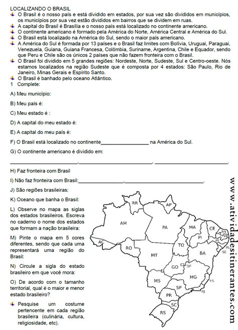 Atividades Sobre Regionaliza O Do Brasil Ano Gabarito Dashgoo