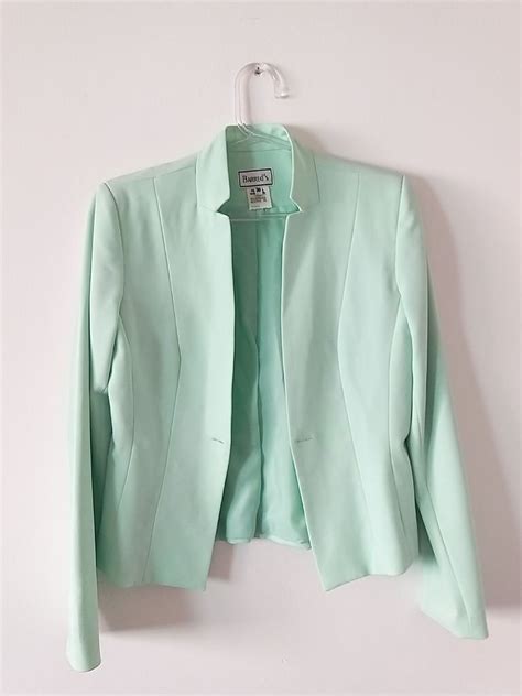 Blazer Verde Água Barred s Casaco Feminino Barred S Usado 47816473