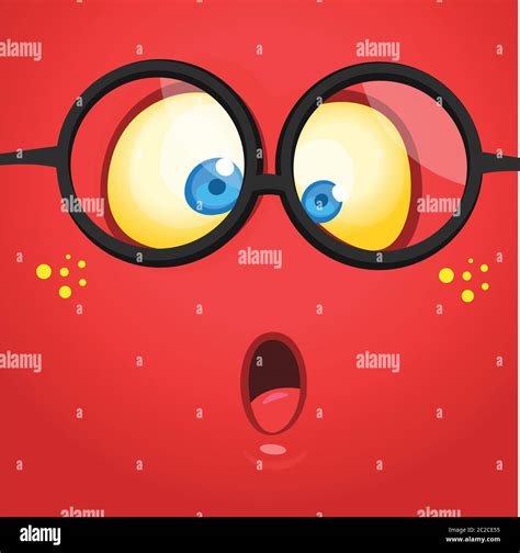 Cartoon monster face surprised expression. Vector Halloween shocked ...