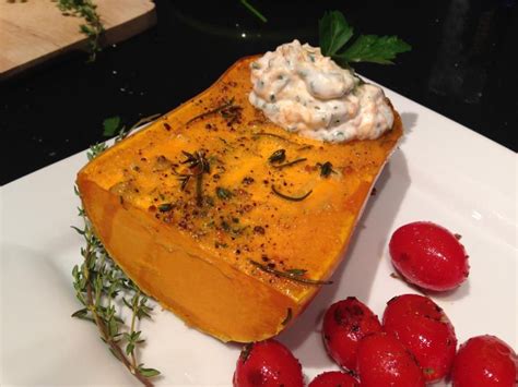 Gebackener Butternut K Rbis Mit K Rbis Kr Utercreme Vegetarisch