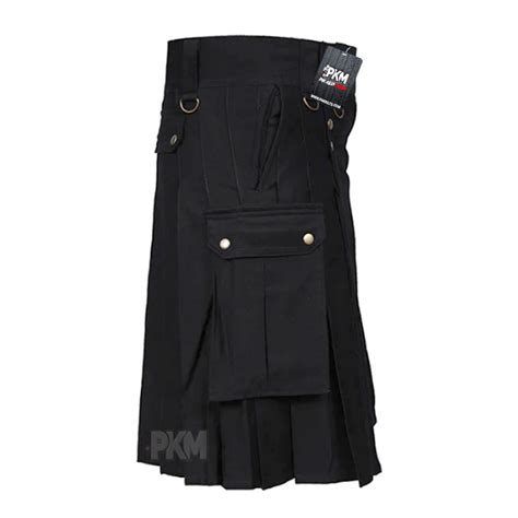 New Men S Black Utility Kilt