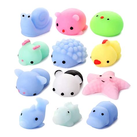 25 Pcs Stress Relief Mini Cute Kawaii Tpr Soft Mochi Squeeze Animals