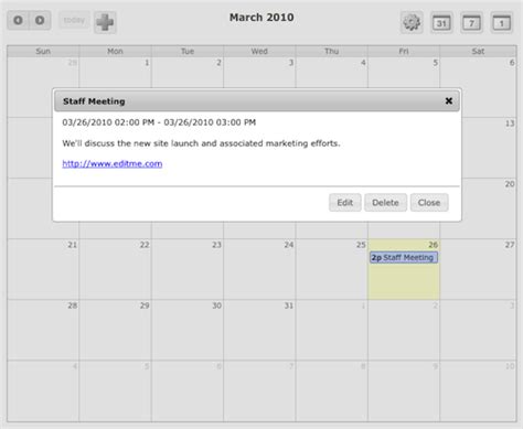 product feature calendar module