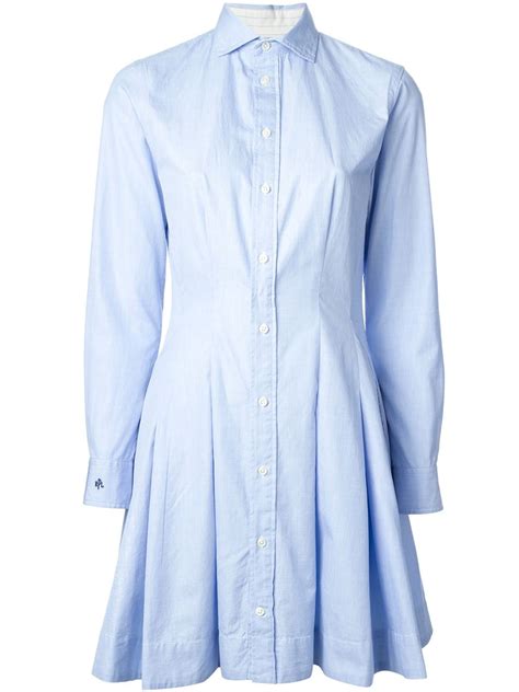 Polo Ralph Lauren Flared Shirt Dress In Blue Lyst Uk