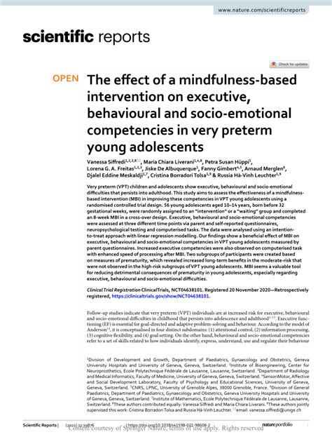 Pdf The Effect Of A Mindfulness Based Intervention On Executive