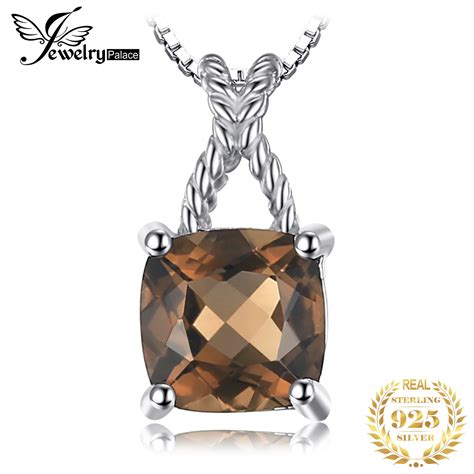 Jewelrypalace Quadrado Natural Smoky Quartz Prata Esterlina