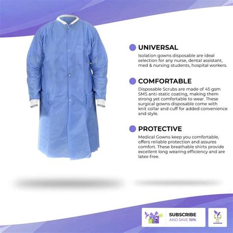 Dropship Disposable Lab Coat Pack Of 10 Blue Disposable Gowns Medium