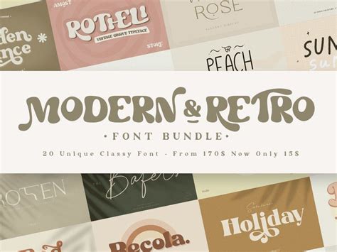 Retro Modern Font Bundle Groovy Font Retro Serif Font Cricut Font