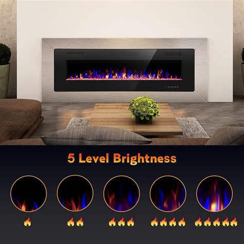 R W FLAME Flame Electric Fireplace 50 Inch Recessed And Wall Mounted